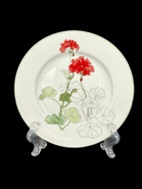 Vintage Block Spal Portugal Watercolor Series Geranium Bread Butter Plate 6.25